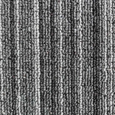 JHS Glastonbury Plain & Stripe Commercial Carpet Tiles - Gun Metal Stripe