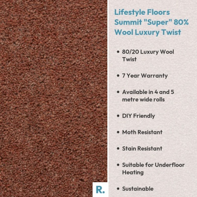 Lifestyle Floors Summit Super 80% Wool Luxury Twist - Hubbard