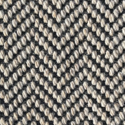 Lewis Abbott Herringbone Luxury Wool Blend Carpet - Ebony