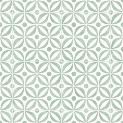 Spring Ceramic Tile Vinyl by Remland - Spring Green