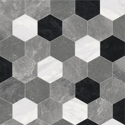 Hexagon Dark Grey Tile Vinyl by Remland