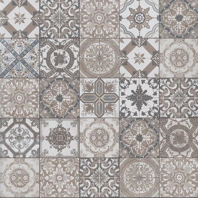 Patchwork Mediterranean Tile Vinyl by Remland - Belgravia Gold