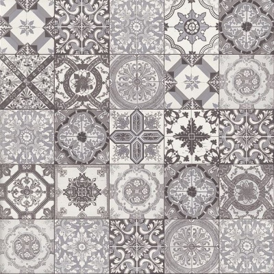 Patchwork Mediterranean Tile Vinyl by Remland - Belgravia Grey