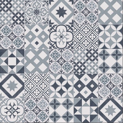 Patchwork Retro Tile Vinyl by Remland - Kensington Blue