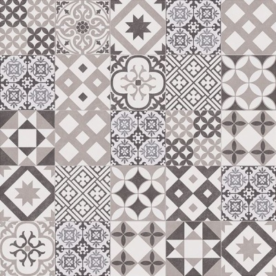 Patchwork Retro Tile Vinyl by Remland - Kensington Grey