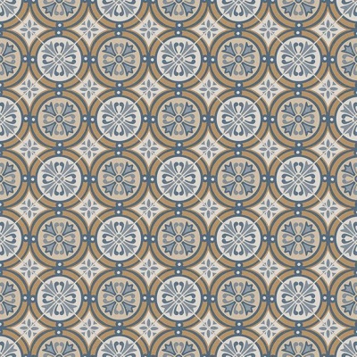 Moroccan Motif Tile Vinyl by Remland - Knightsbridge Multi