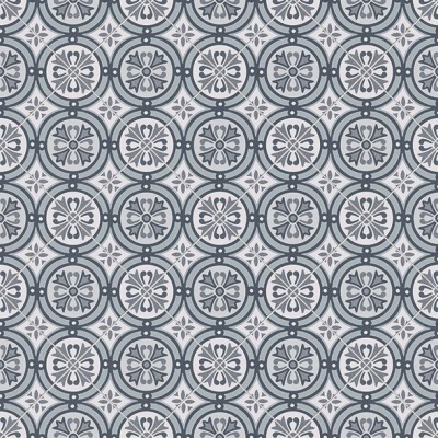 Moroccan Motif Tile Vinyl by Remland - Knightsbridge Blue
