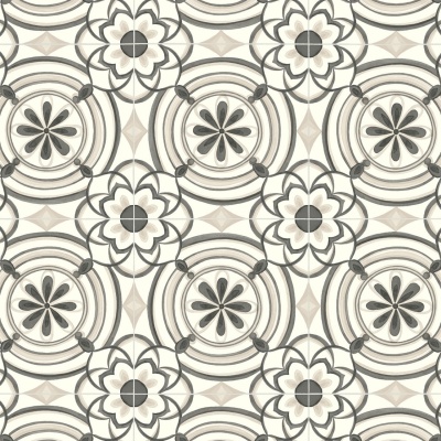 Portuguese Porcelain Floral Tile Vinyl by Remland - Beige Floral Tile