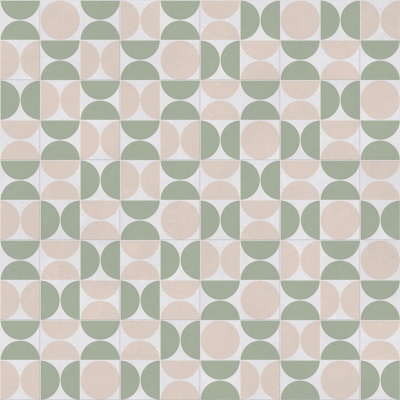 Retro Geo Ochre Blush Powder Tile Vinyl by Remland