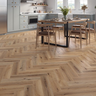 Luxury Wood Herringbone Rigid Core SPC Click LVT 5mm - Built In Underlay by Remland - Grey Honey Oak