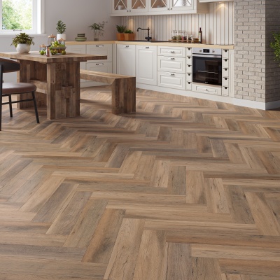 Superior Wood Herringbone Rigid Core SPC Click LVT 6.5mm - Built In Underlay by Remland