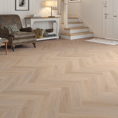 Superior Wood Herringbone Rigid Core SPC Click LVT 6.5mm - Built In Underlay by Remland - Brown Oak