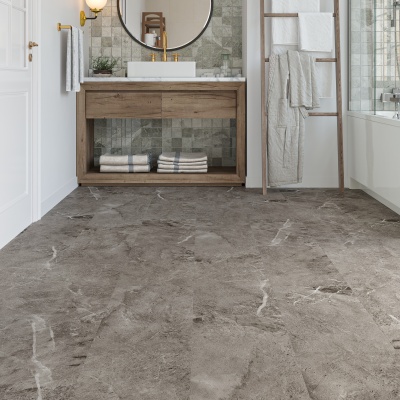 Superior Tile Rigid Core SPC Click LVT 6.5mm - Built In Underlay by Remland - Earth Grey Marble Tile