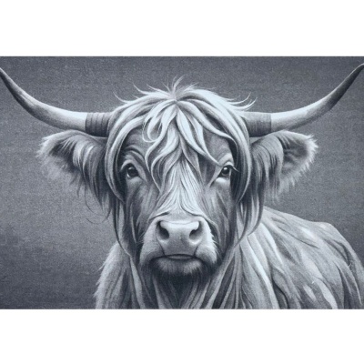 Grey Highland Cow Washable Eco-Friendly Door Mat (75cm x 50cm)