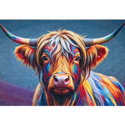 Abstract Highland Cow Washable Eco-Friendly Door Mat (75cm x 50cm)