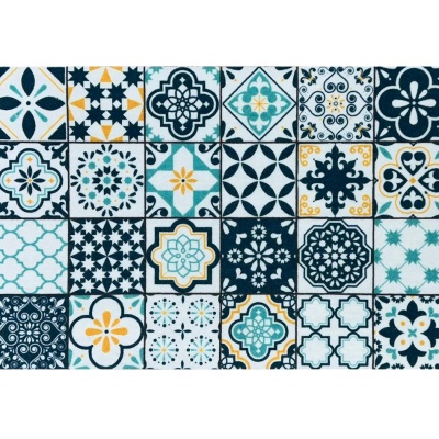 Teal Victorian Washable Eco-Friendly Door Mat (75cm x 50cm)