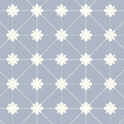 Vintage Floral Tile Vinyl by Remland - Pastel Blue