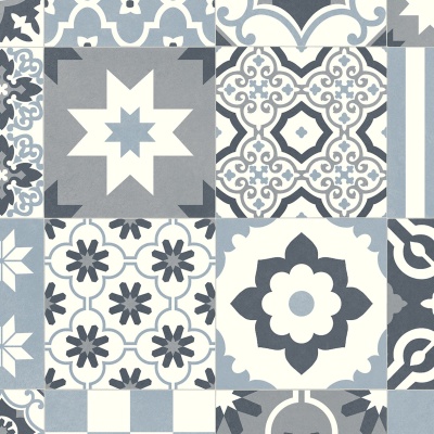 Porto Patchwork Tile Vinyl by Remland - Blue
