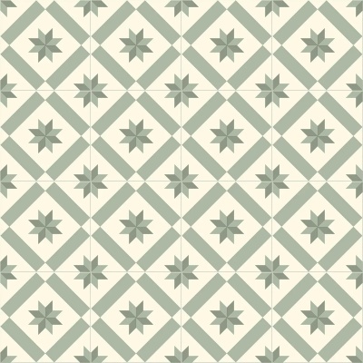 Heritage Geo Green Victorian Tile Vinyl by Remland