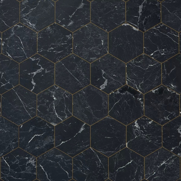 Italian Black Marble Tile Vinyl by Remland