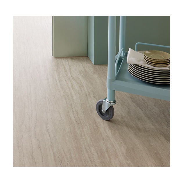 Commercial kitchen with slip resistant vinyl flooring
