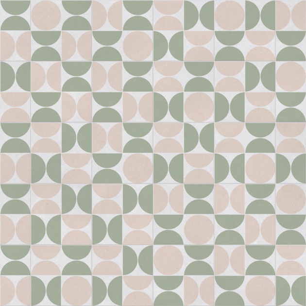 Retro Geo Ochre Blush Powder Tile Vinyl by Remland
