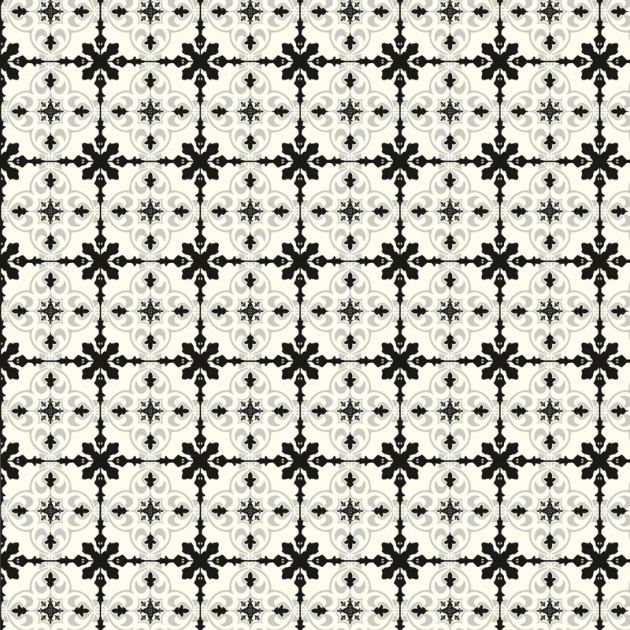 Monochrome Victorian Tile Vinyl by Remland