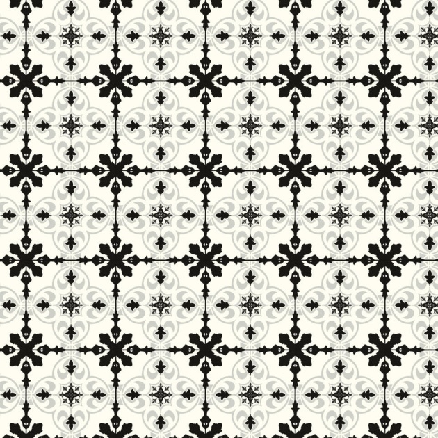 Monochrome Victorian Tile Vinyl by Remland