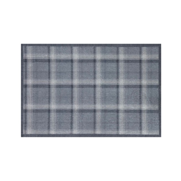 Grey Tartan Washable Eco-Friendly Door Mat (75cm x 50cm)