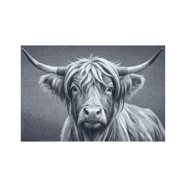 Grey Highland Cow Washable Eco-Friendly Door Mat (75cm x 50cm)