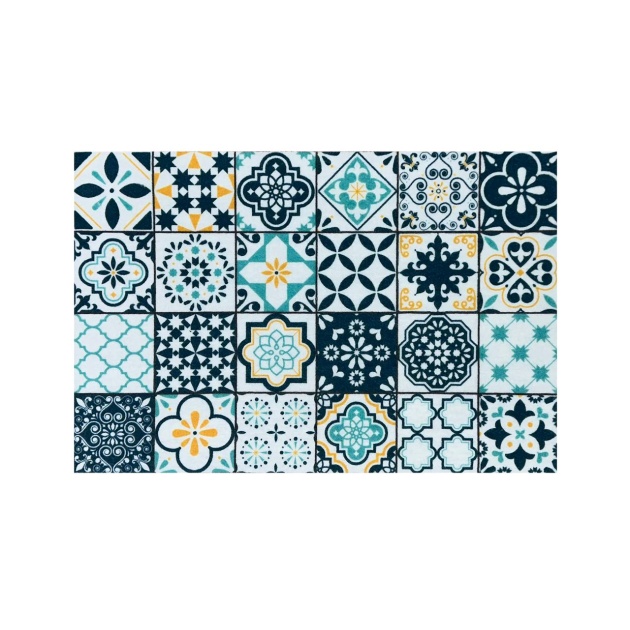 Teal Victorian Washable Eco-Friendly Door Mat (75cm x 50cm)