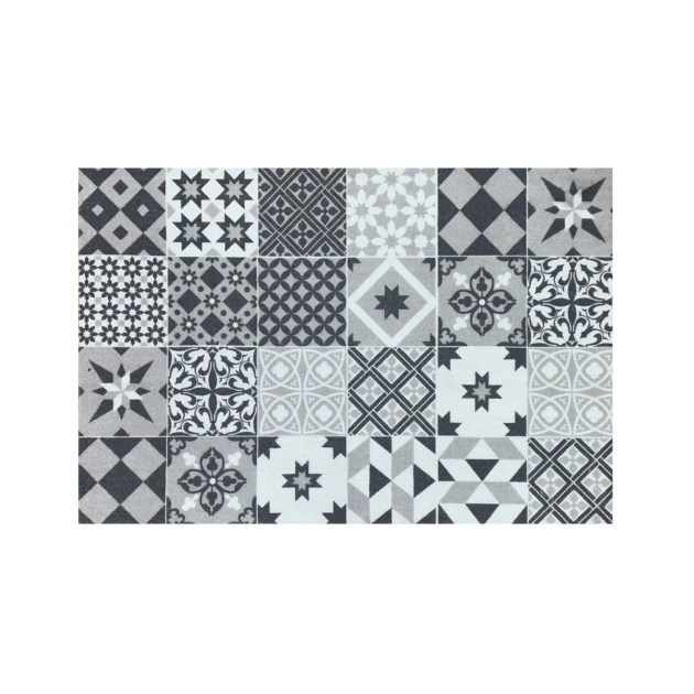 Black Victorian Washable Eco-Friendly Door Mat (75cm x 50cm)