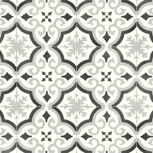 Monochrome Mediterranean Tile Vinyl by Remland