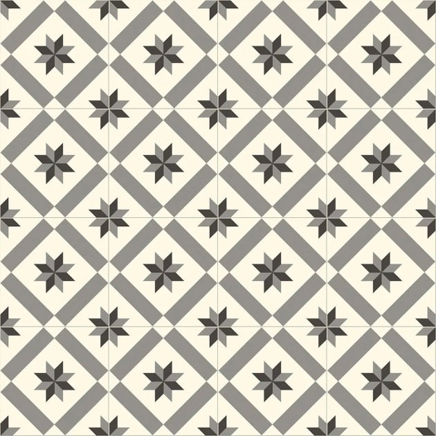 Heritage Geo Grey Victorian Tile Vinyl by Remland