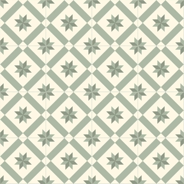 Heritage Geo Green Victorian Tile Vinyl by Remland