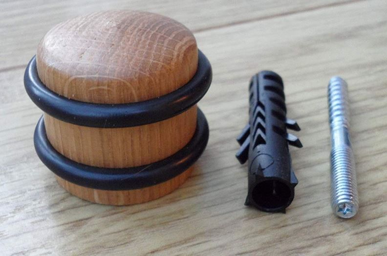 Wooden Door Stop - Cherry Finish, Unbranded, Bumper Style, Open Box Excellent Condition
