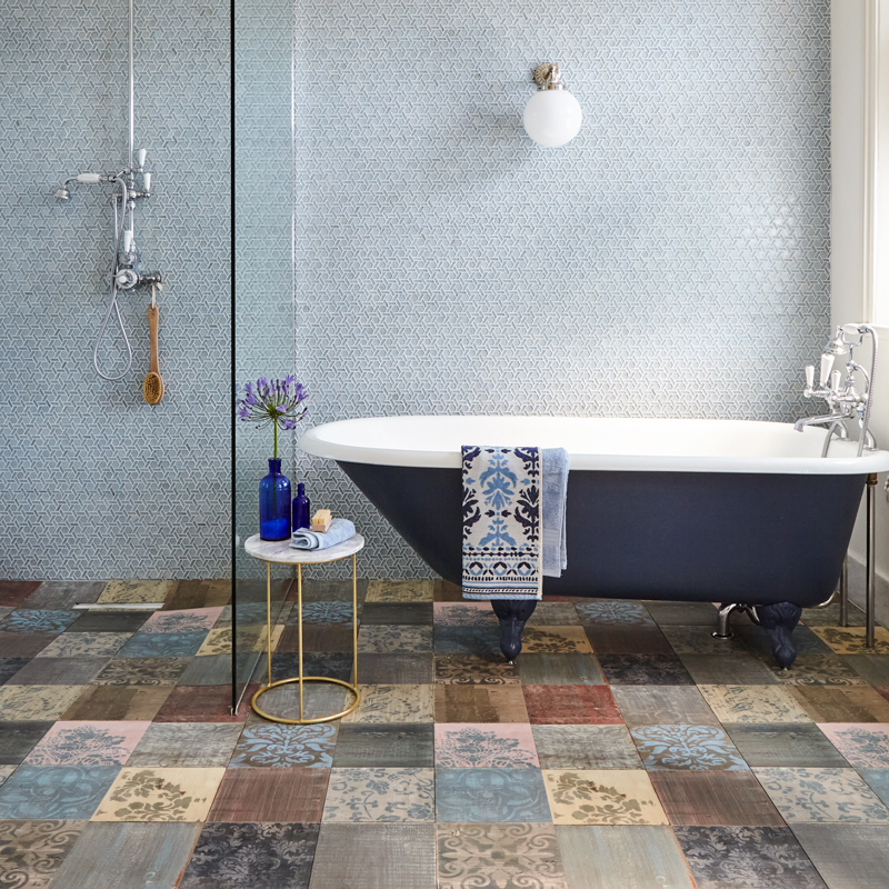 Colosseum dryback LVT tiles for bathroom flooring