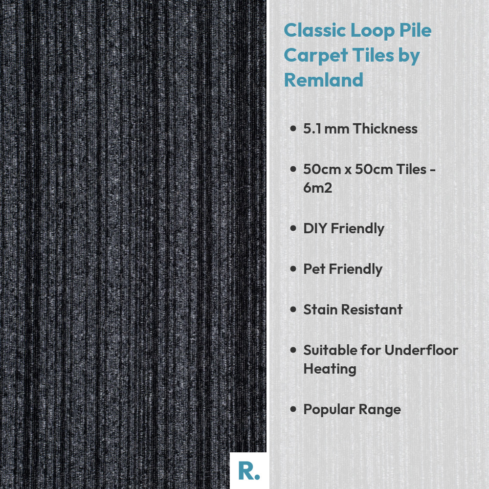 Tile Loop Classic Loop Pile Commercial Carpet Tiles by Remland | £69.95 per box