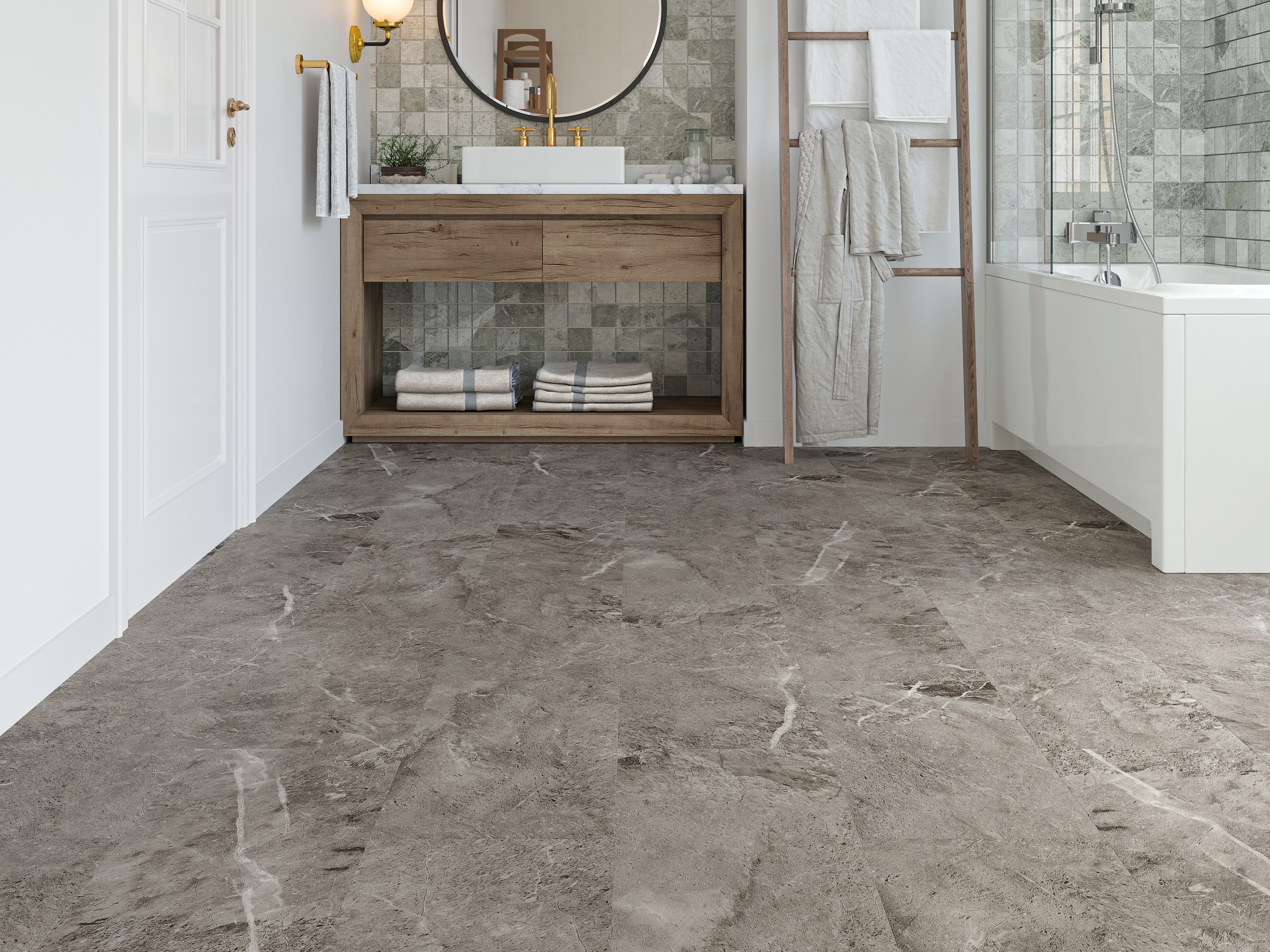 Modular Tile Click System Superior Tile Rigid Core SPC Click LVT 6.5mm - Built In Underlay by ...